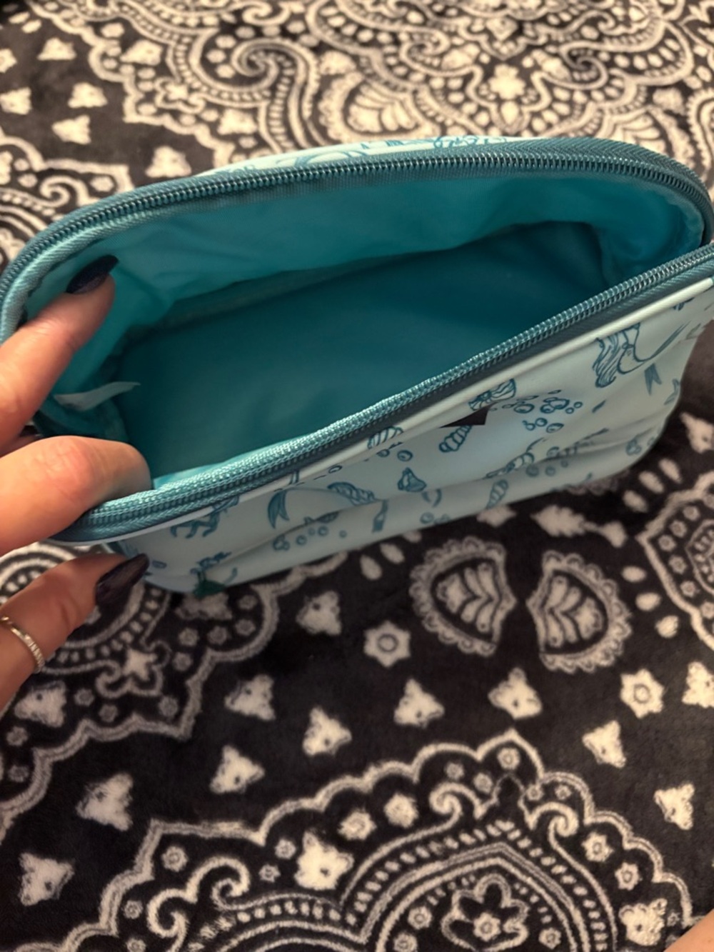 Ariel Print Light Teal Cosmetic Bag - Picture 2 of 3